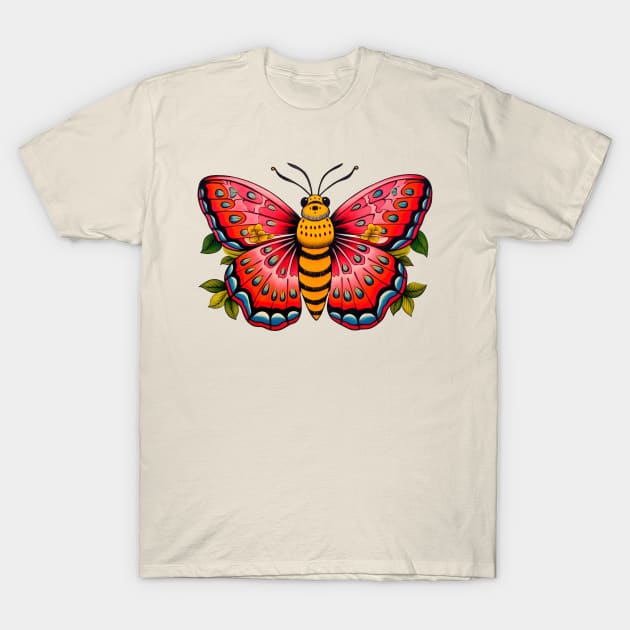 Vintage Retro Boho Tattoo Moth T-Shirt by AI Art Originals